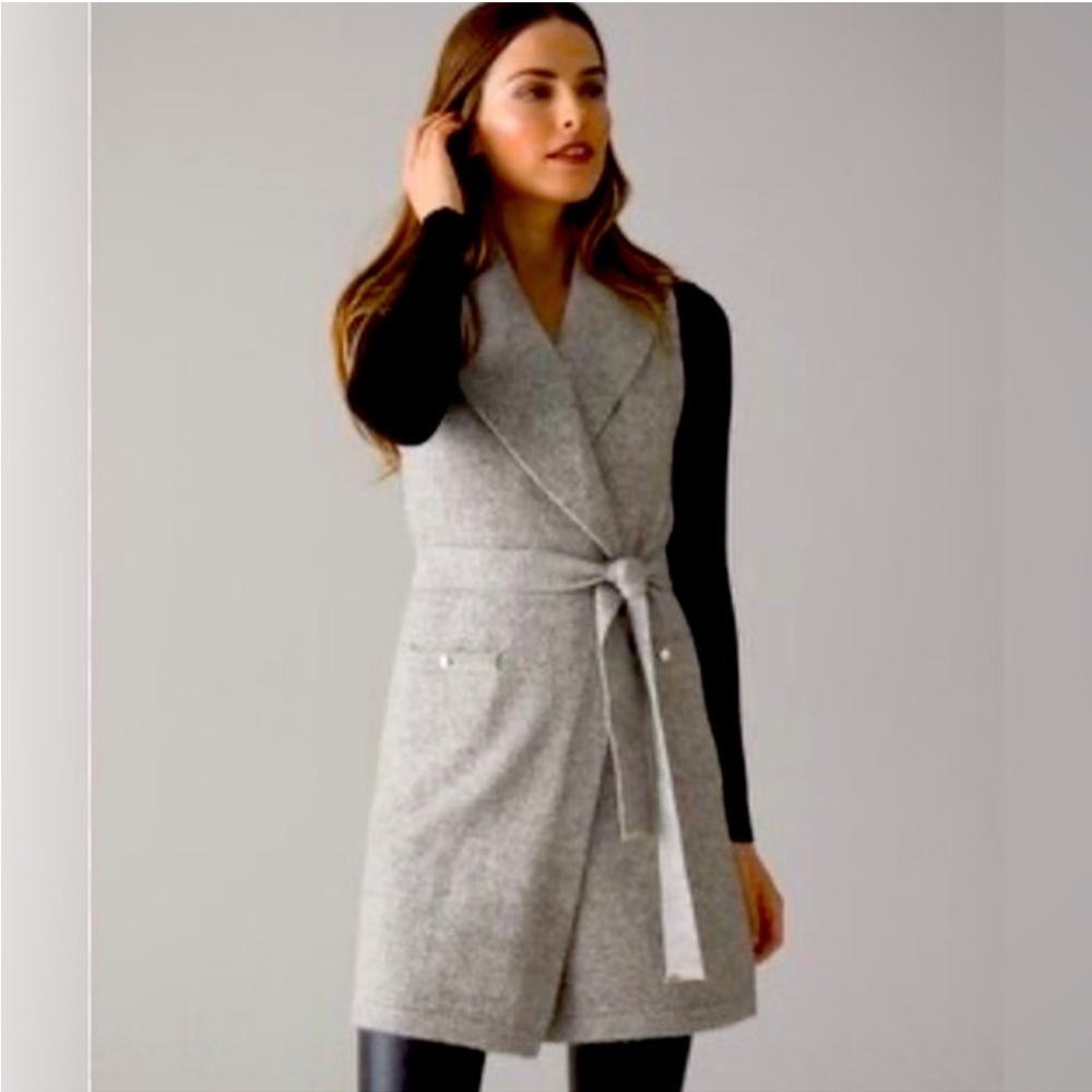White House Black Market Gray Tie-Front Sweater Vest Size Small